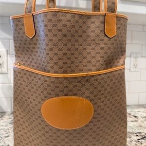 Gucci Brown and Tan Patterned vintage Tote Bag